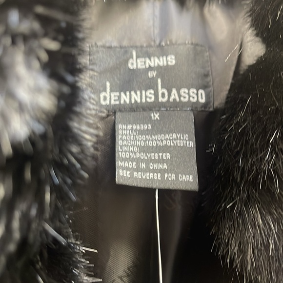 Dennis Basso Faux Mink COAT Black Mid-length Coat, Size 1X NEW W/Tags - Picture 3 of 8